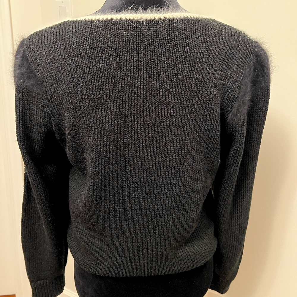 Franco Valeri Vintage 1980s winter themed sweater with Angora and crystals Sz M - Picture 5 of 7